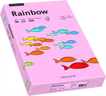 Papier ksero ekologiczny Rainbow A3, 80g/m2, 500 arkuszy, jasny różowy (R54)